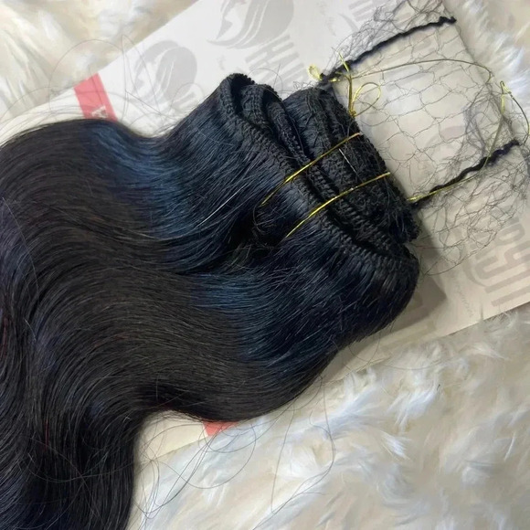 26 Inch Body Wave Black & Red Human hair Clip in Extensions - Picture 4 of 6